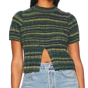 Lovers + Friends Striped Green Black Crop Top